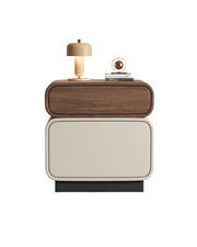 Stack Nightstand — Two-Tier Walnut & Leather Bedside Cabinet