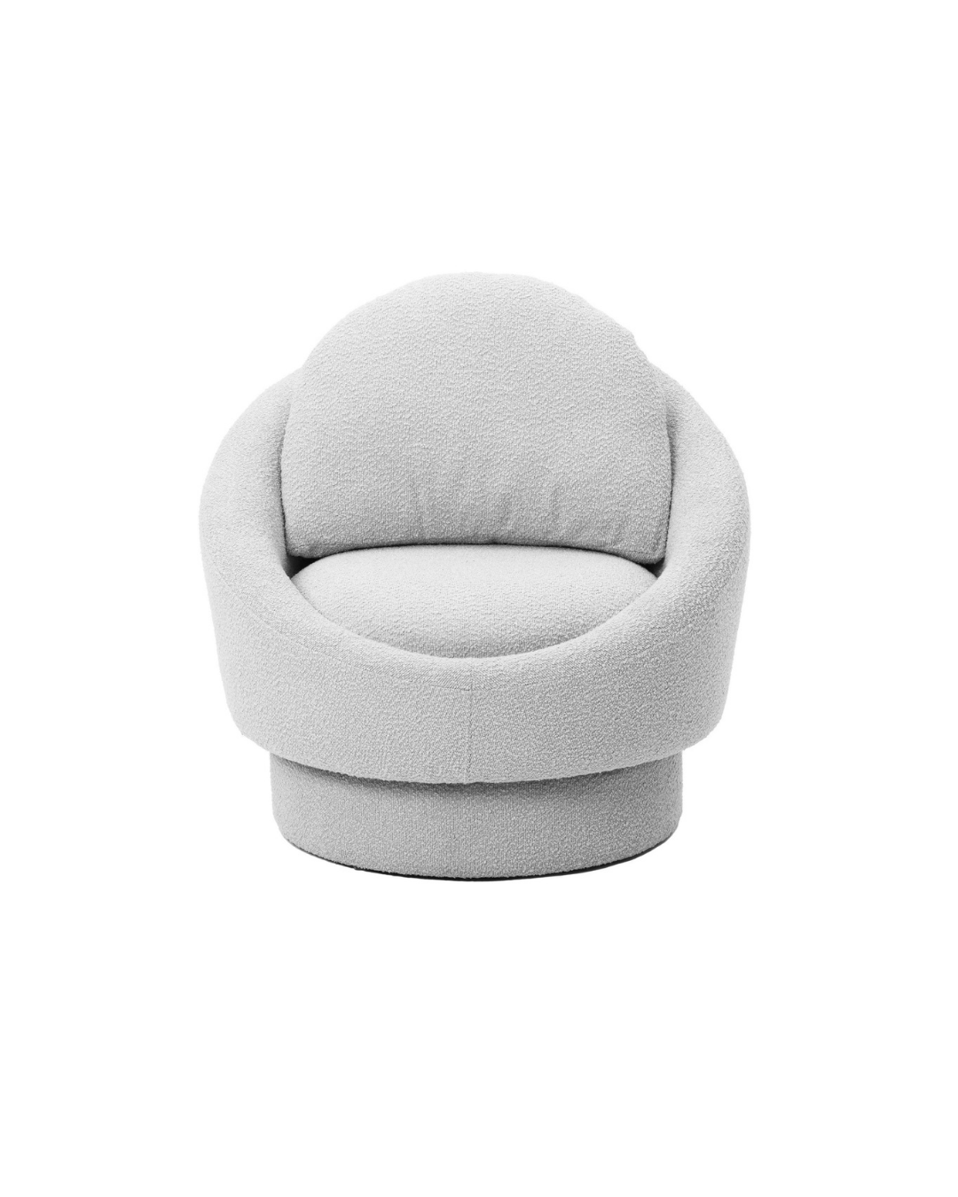 Modern Swivel Barrel Accent Chair in Light Grey Bouclé