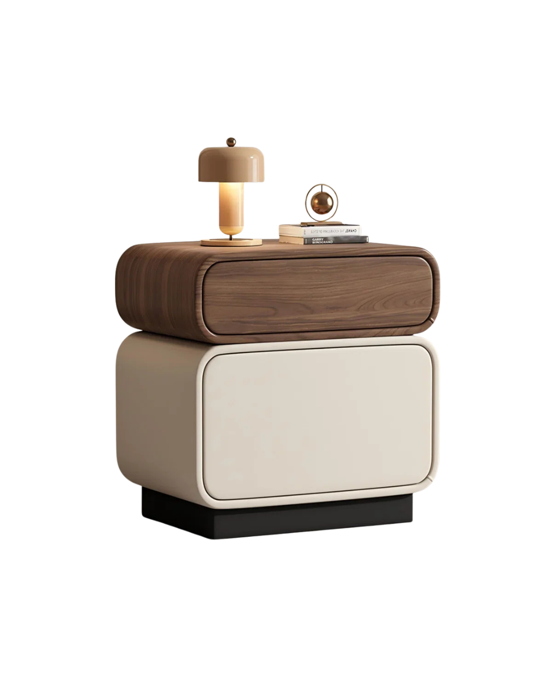 Stack Nightstand — Two-Tier Walnut & Leather Bedside Cabinet