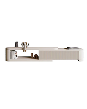 Modern Low TV Console – Curved Edges & Fluted Design