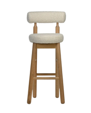 Cuscino Bar Stool — Bouclé Bolster Seat & Backrest Stool with Natural Oak