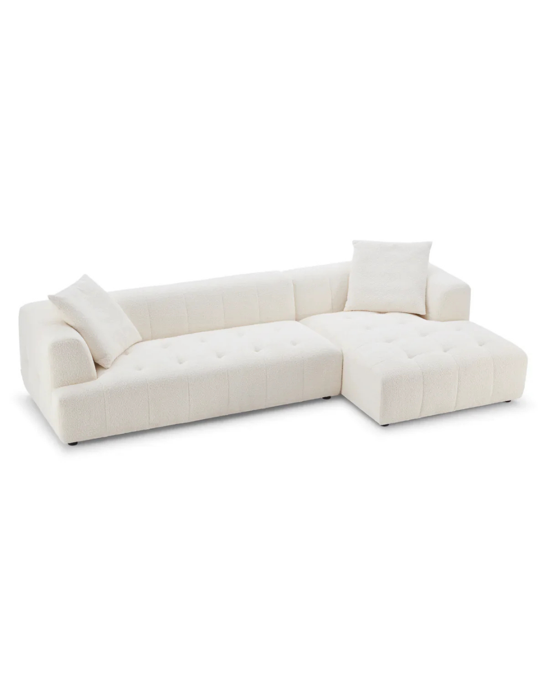 Modern Cream Sectional Sofa – Tufted Design & Plush Comfort