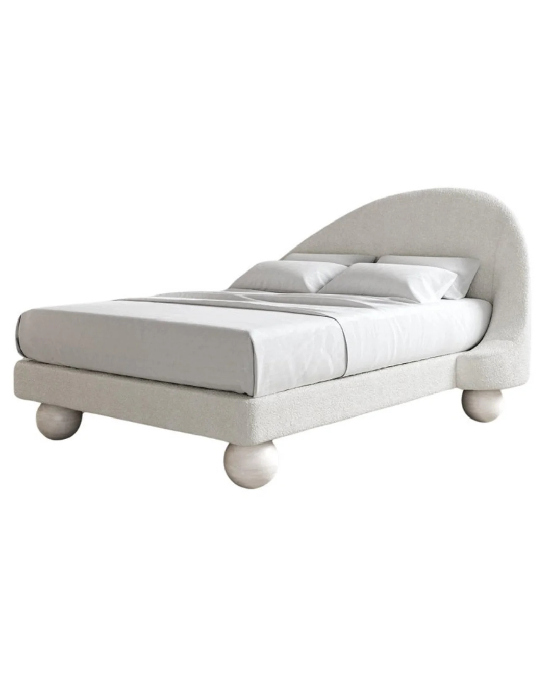 Luna Bed — Children’s Asymmetric Arch Bouclé Single Bed