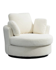 Modern Swivel Barrel Chair with Bouclé Upholstery
