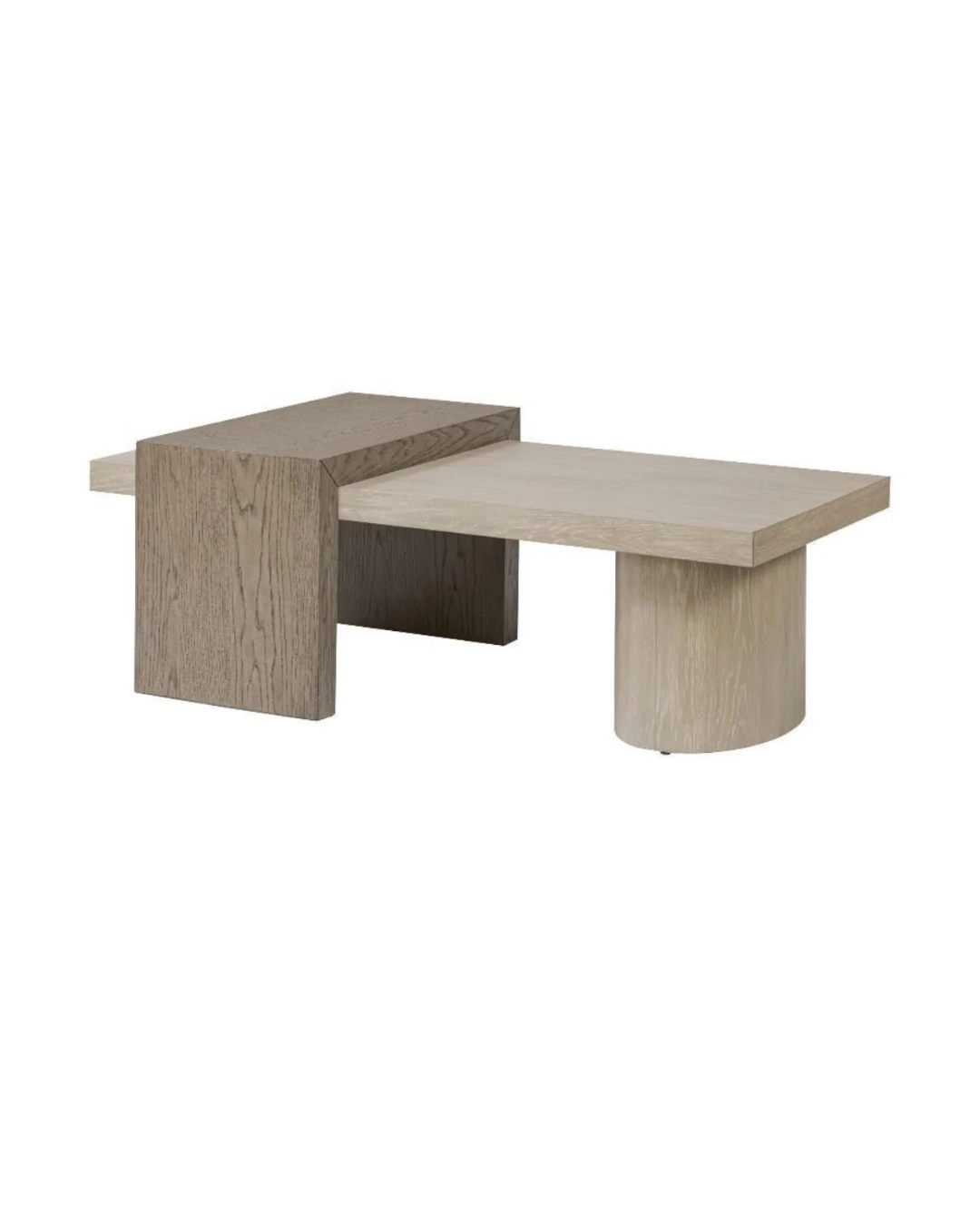 Modern Geometric Wood Coffee Table – Sculptural Base
