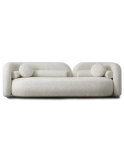 Modern Cream Bouclé Sofa – Sculptural Curves & Round Pillows