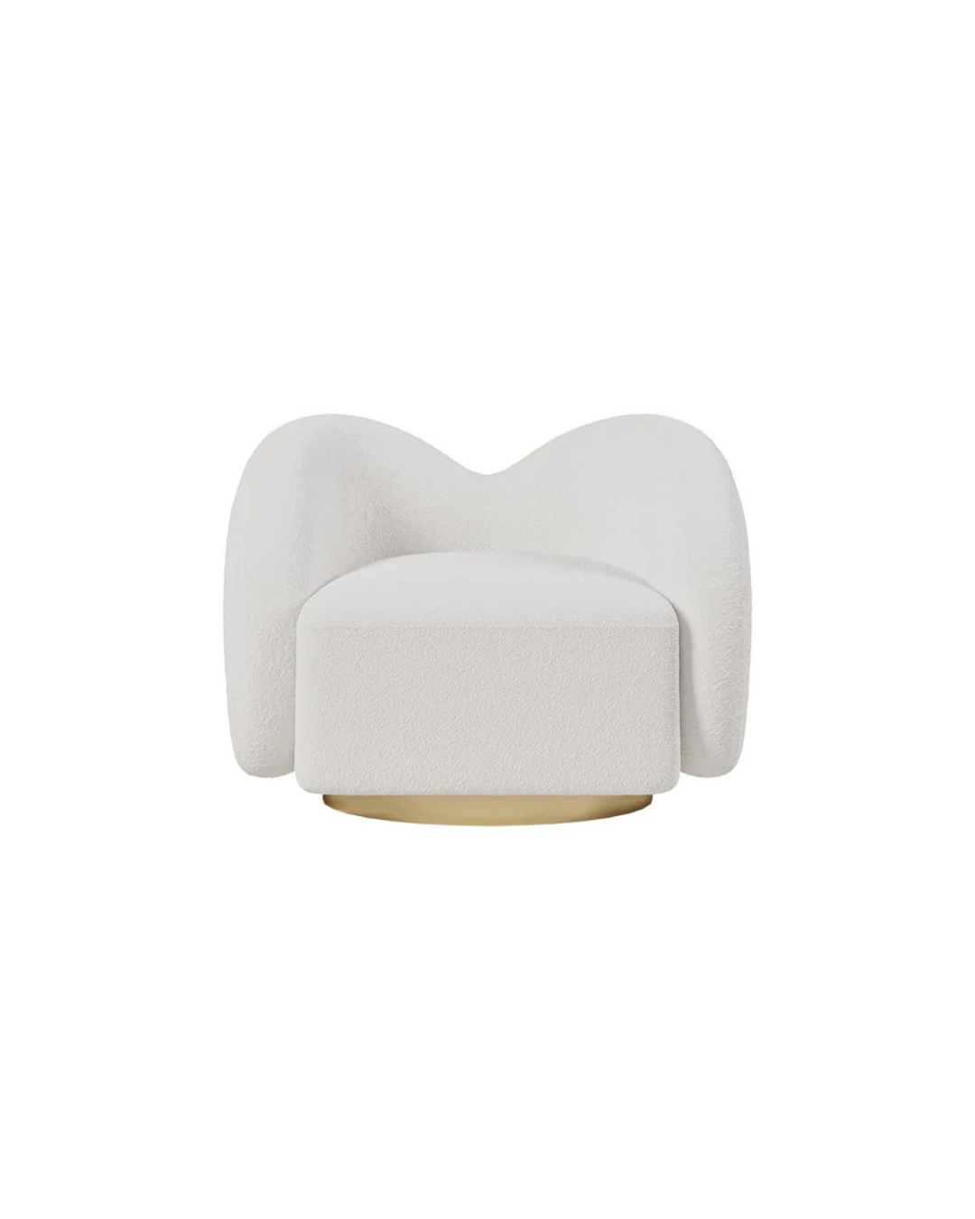Modern Sculptural Swivel Accent Chair with Bouclé Upholstery
