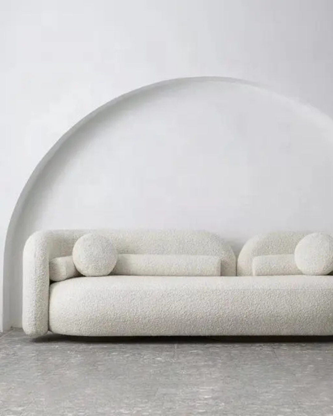 Cream Bouclé Sofa angle – bespoke sofa Ajman UAE