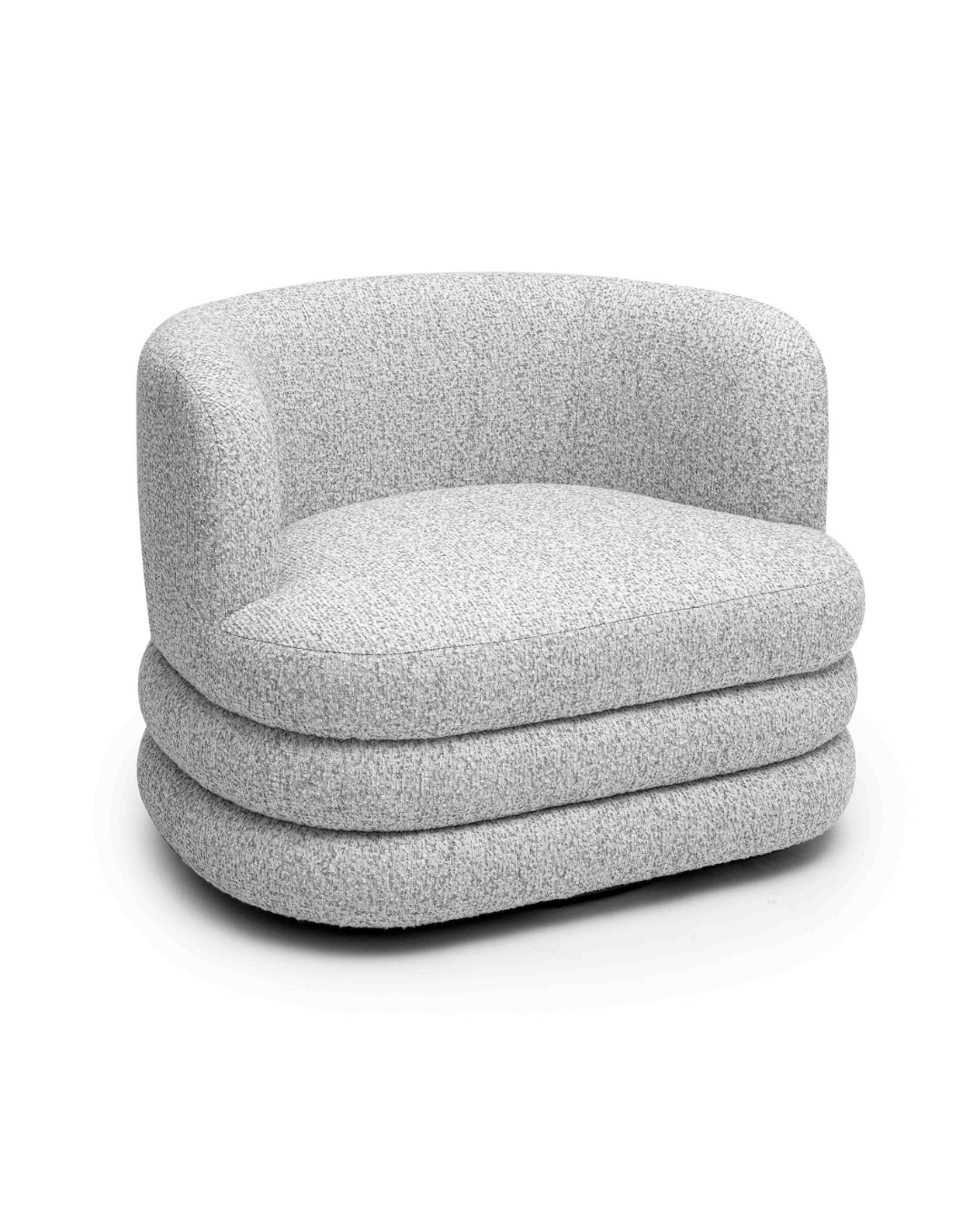 Modern Barrel Accent Chair – Bouclé Upholstery & Layered Base