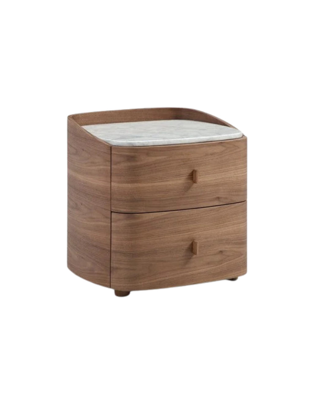 The Pebble Nightstand — Walnut & Marble Bedside Table