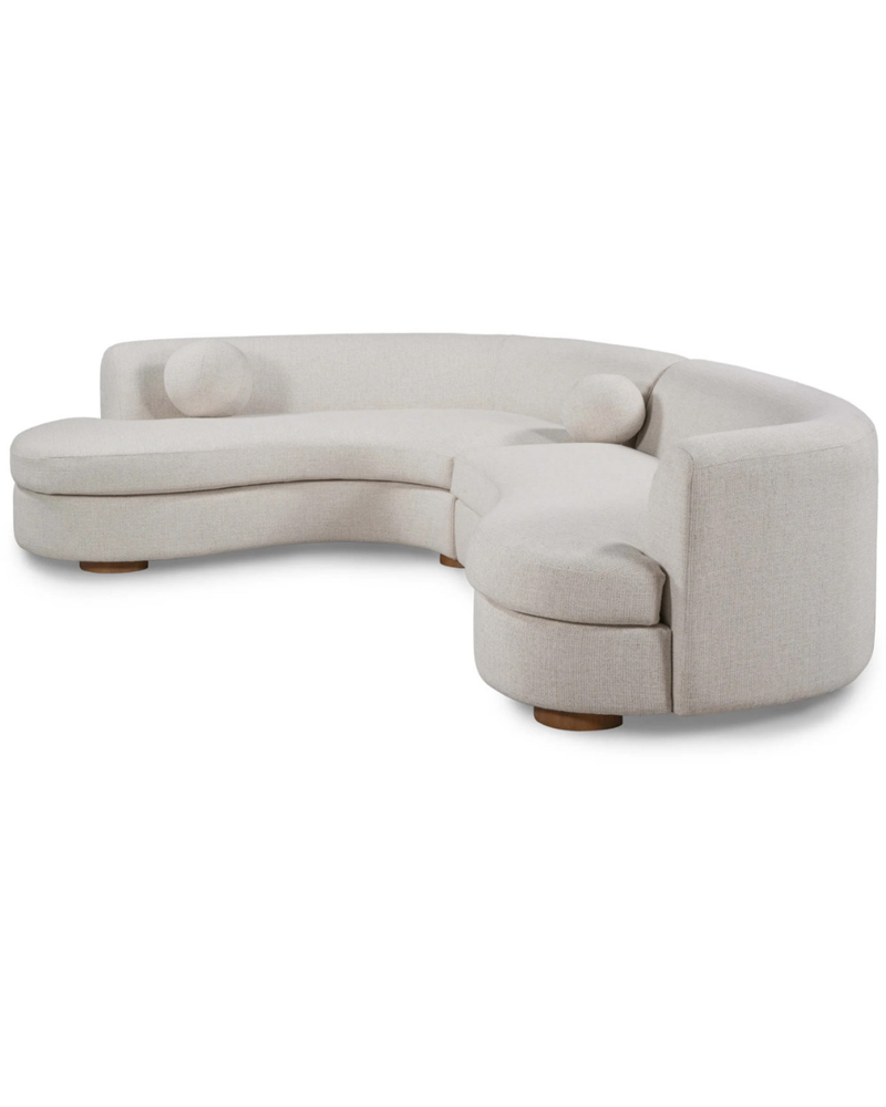 The Koda Sectional — Curved Two-Piece Sofa with Round Walnut Feet