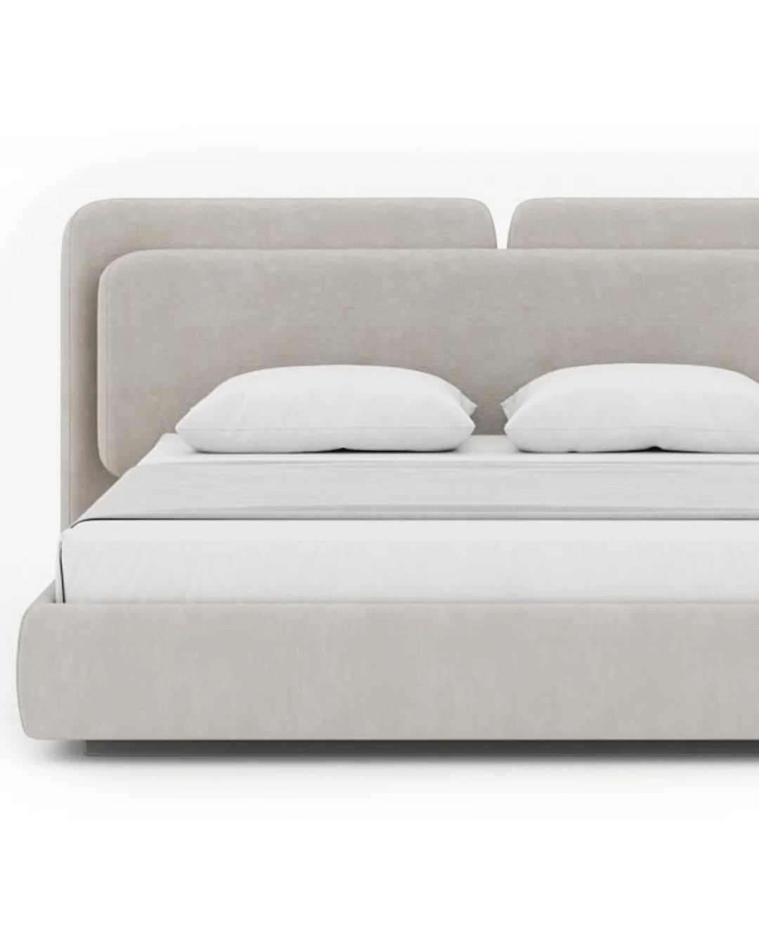 Contemporary Upholstered Bed with Layered Panel Headboard