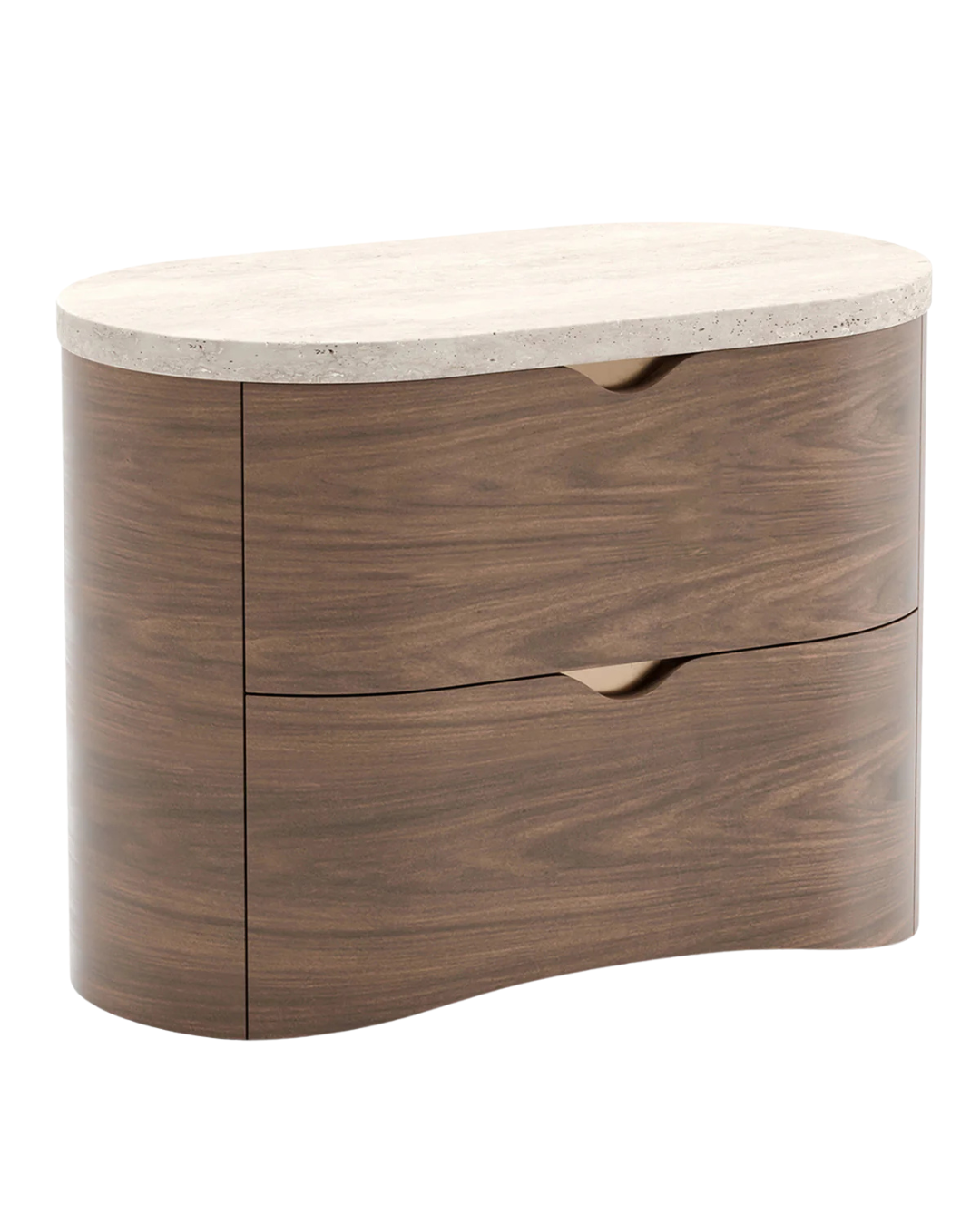 The Terra Nightstand — Walnut & Travertine Bedside Table | Furmories Furniture