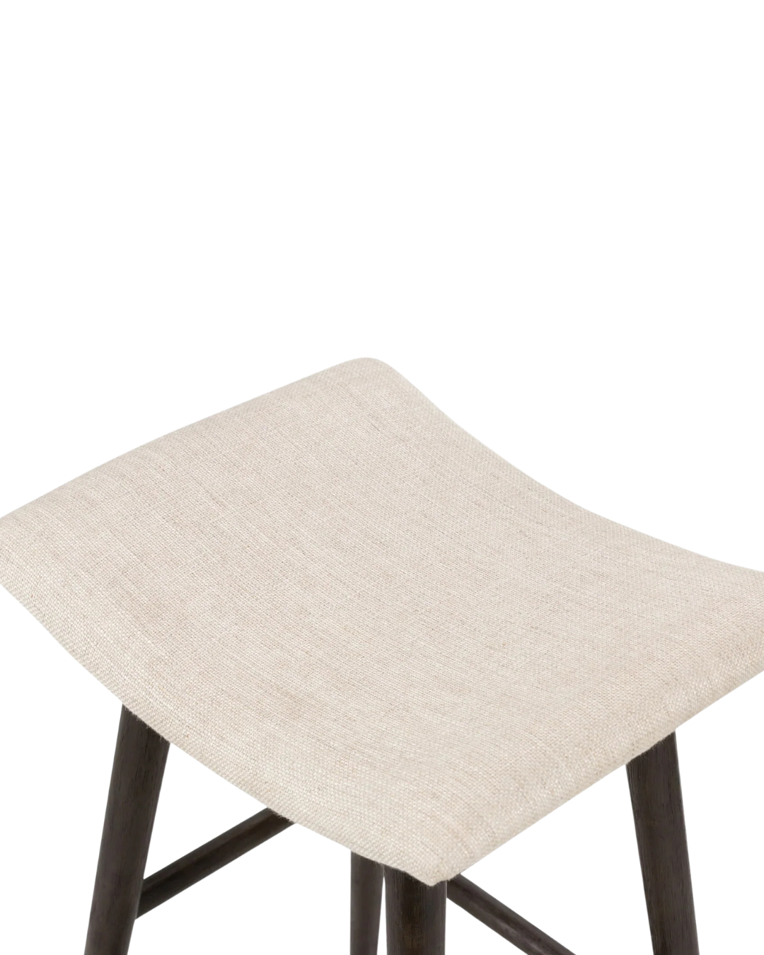 Sella Counter Stool — Upholstered Saddle Seat Bar Stool with Dark Oak Legs