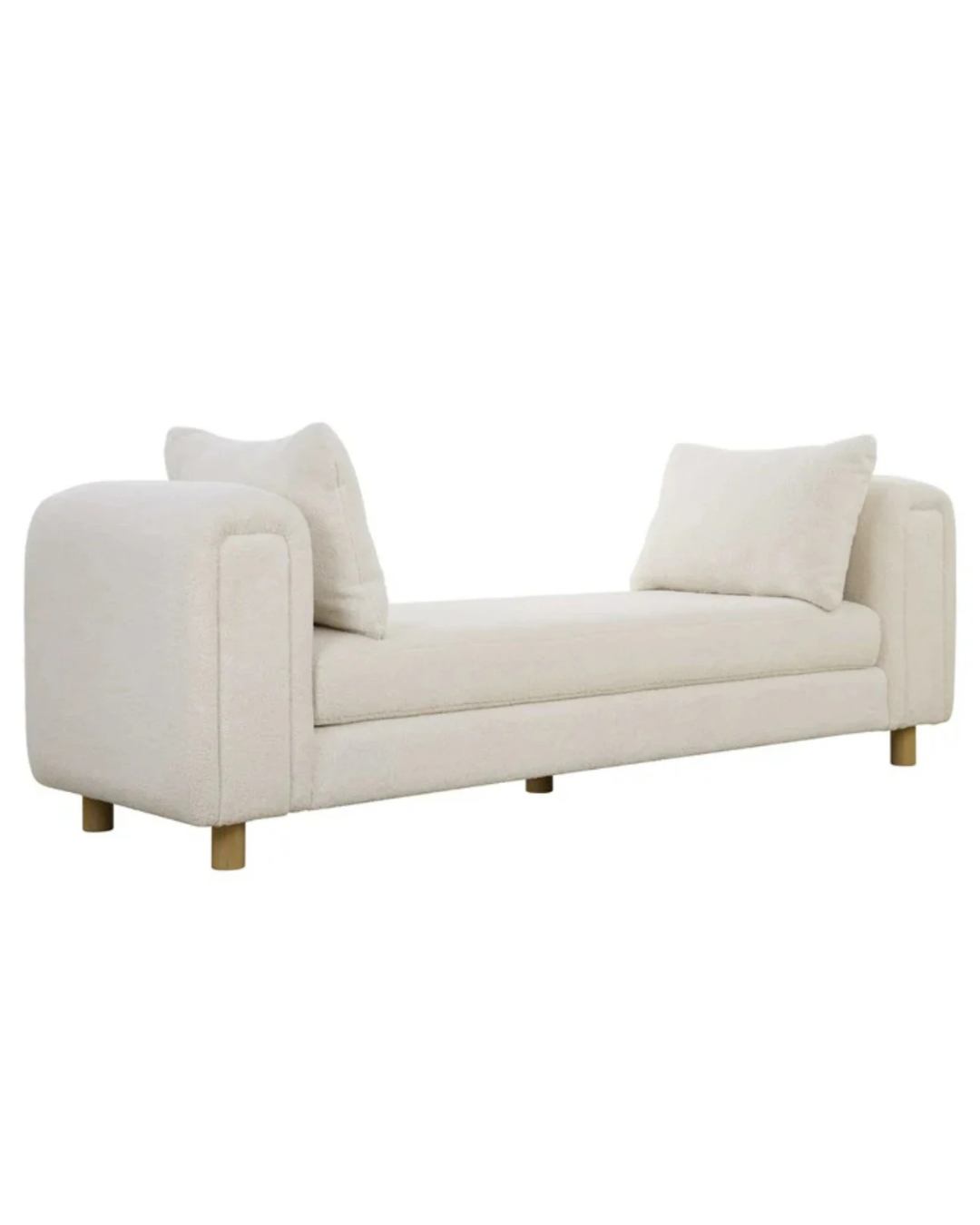 Modern Cream Upholstered Bench with Cushions – Chic Daybed Design