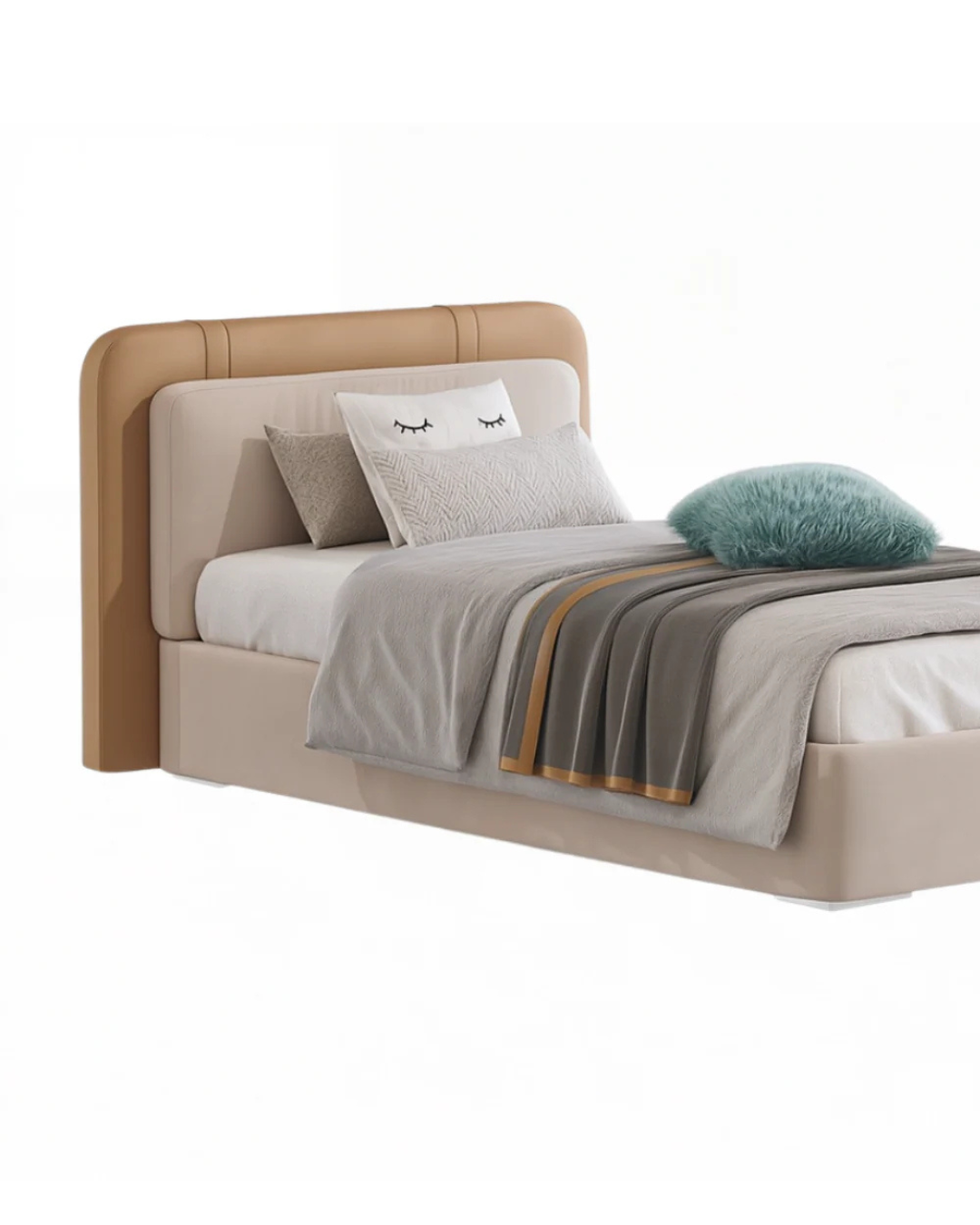 Lulu Bed — Children’s Upholstered Single Bed with Two-Tone Headboard