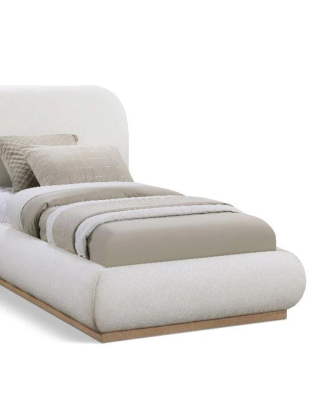 Nuvola Bed — Children’s Cloud Arch Bouclé Single Bed with Oak Plinth