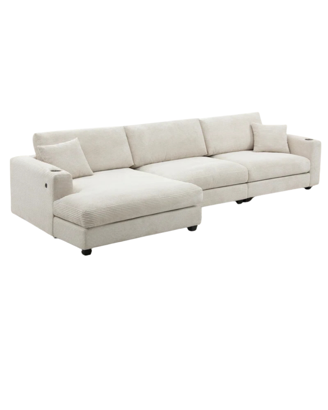 Modern Cream Sectional Sofa with Chaise – Clean Lines & Plush Comfort