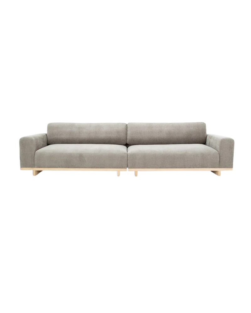 Modern Grey Sofa slim profile light wood base – living room UAE