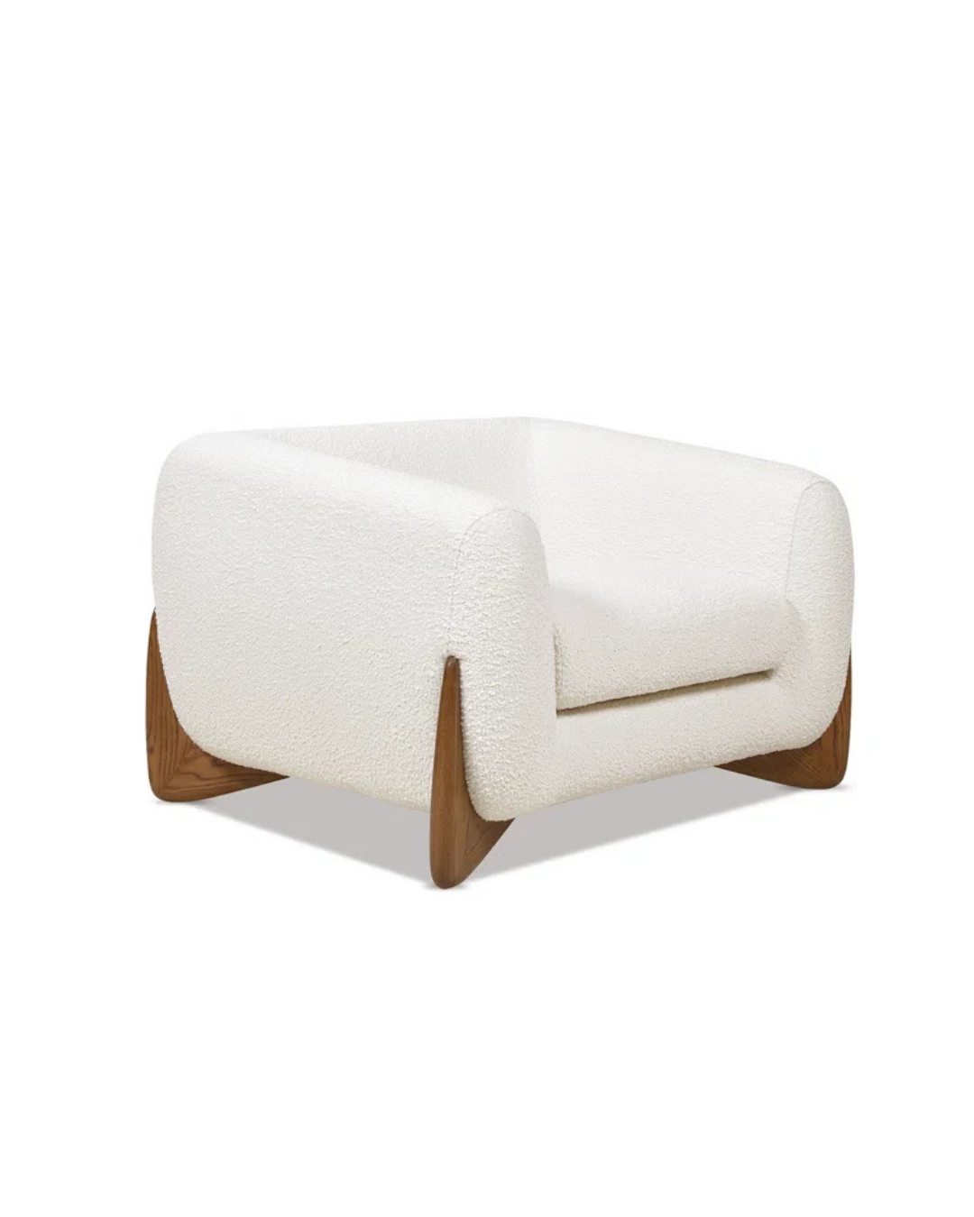 Bouclé Chair wooden base front – living room furniture Dubai Furmories