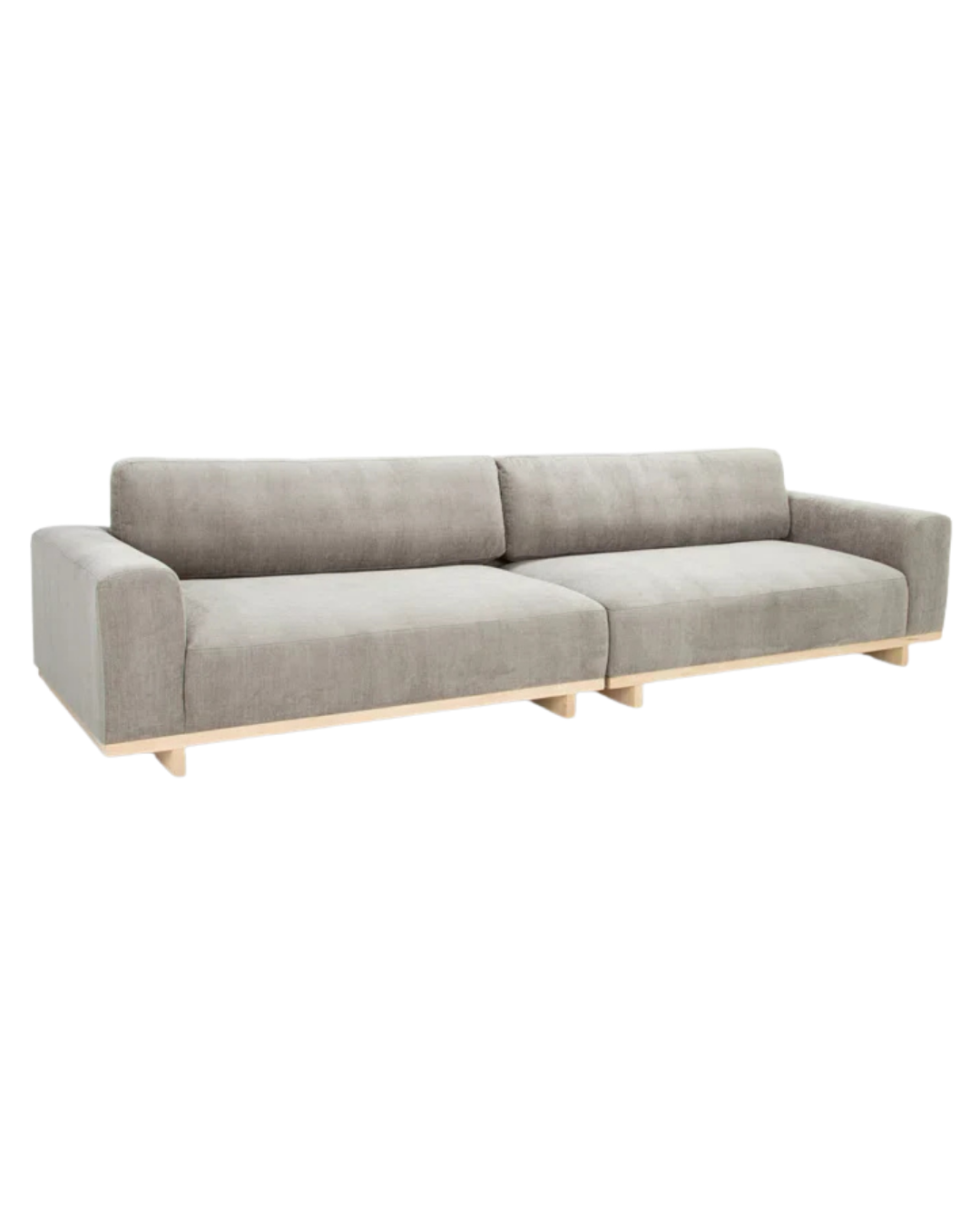 Modern Grey Sofa – Slim Profile & Light Wood Base