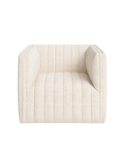 Modern Channel-Tufted Accent Chair in Cream Bouclé