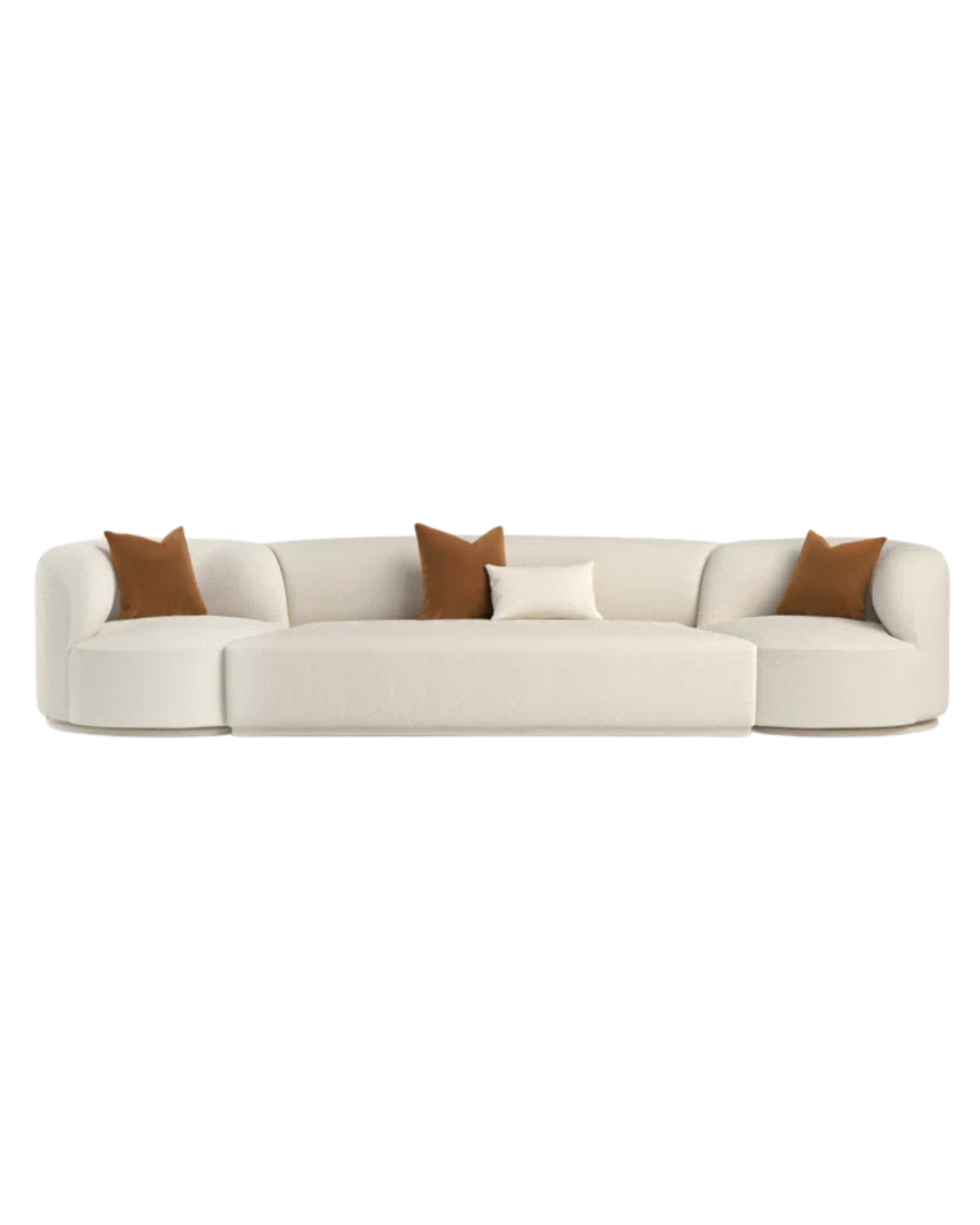 Modern Cream Curved Sofa deep seats accent pillows – living room UAE