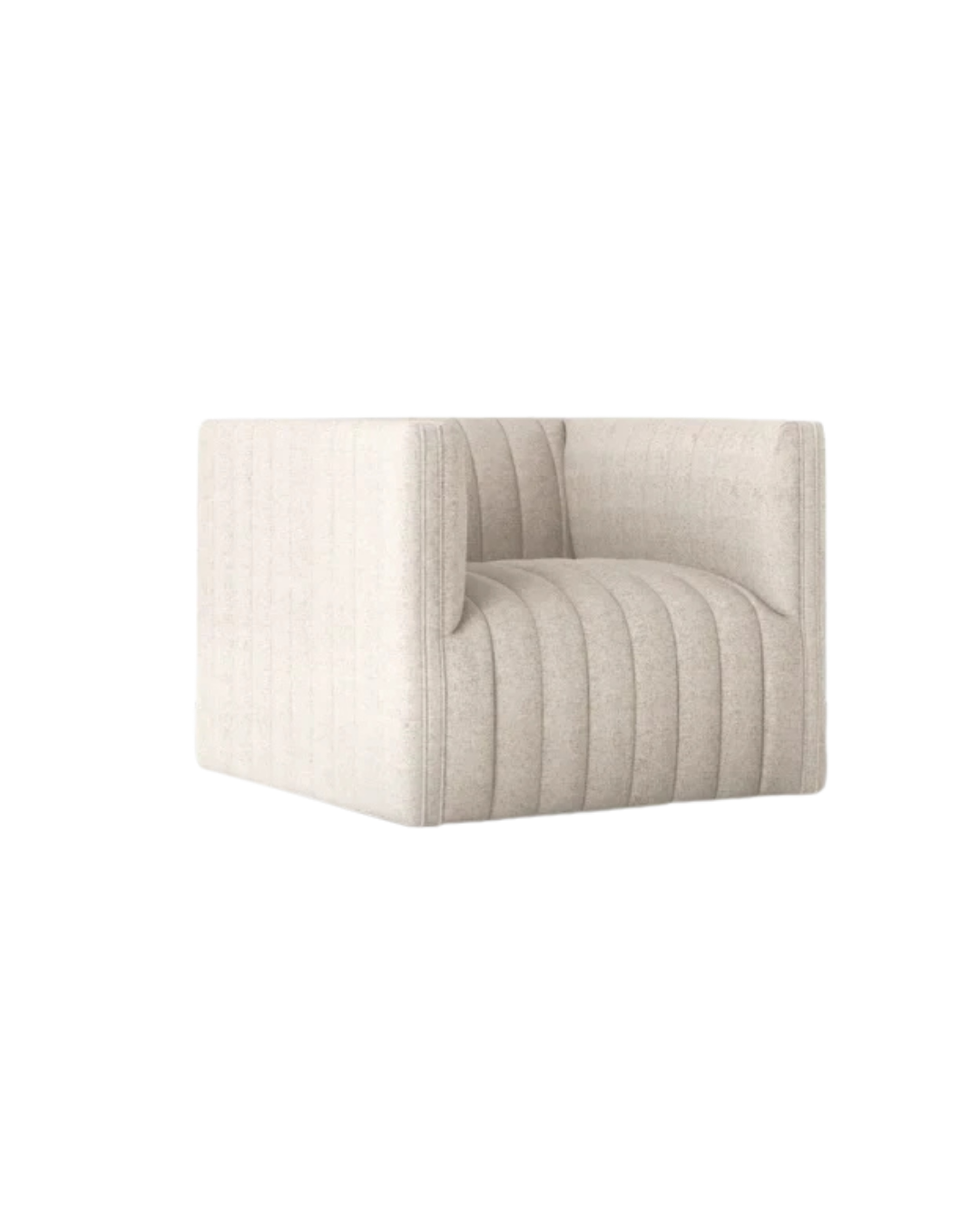 Modern Channel-Tufted Accent Chair in Cream Bouclé