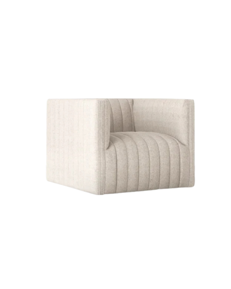 Modern Channel-Tufted Accent Chair in Cream Bouclé