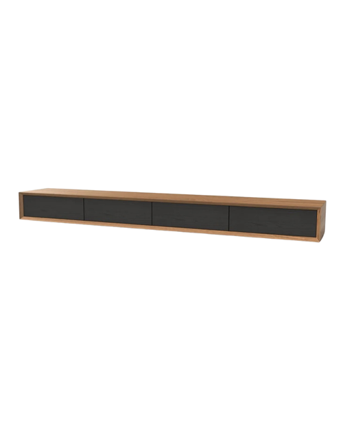 Modern Low-Profile TV Console in Black & Walnut Finish