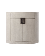 Modern Curved Nightstand in Light Wood Finish