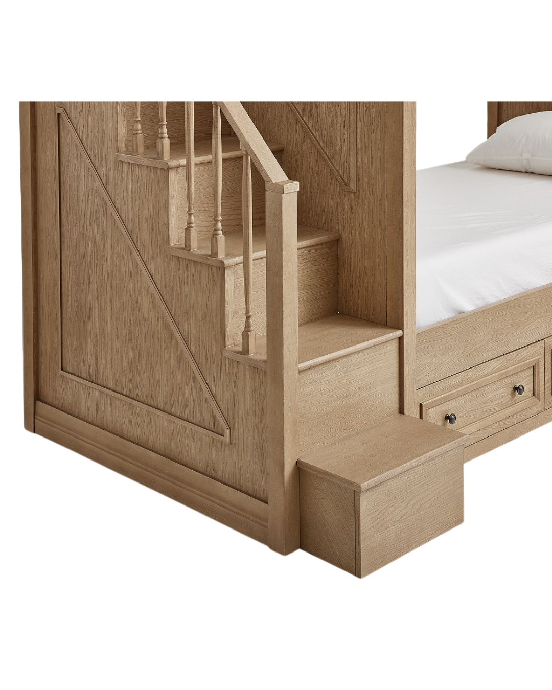 Castello Bunk Bed — Solid Oak Staircase Bunk Bed with Storage Drawers