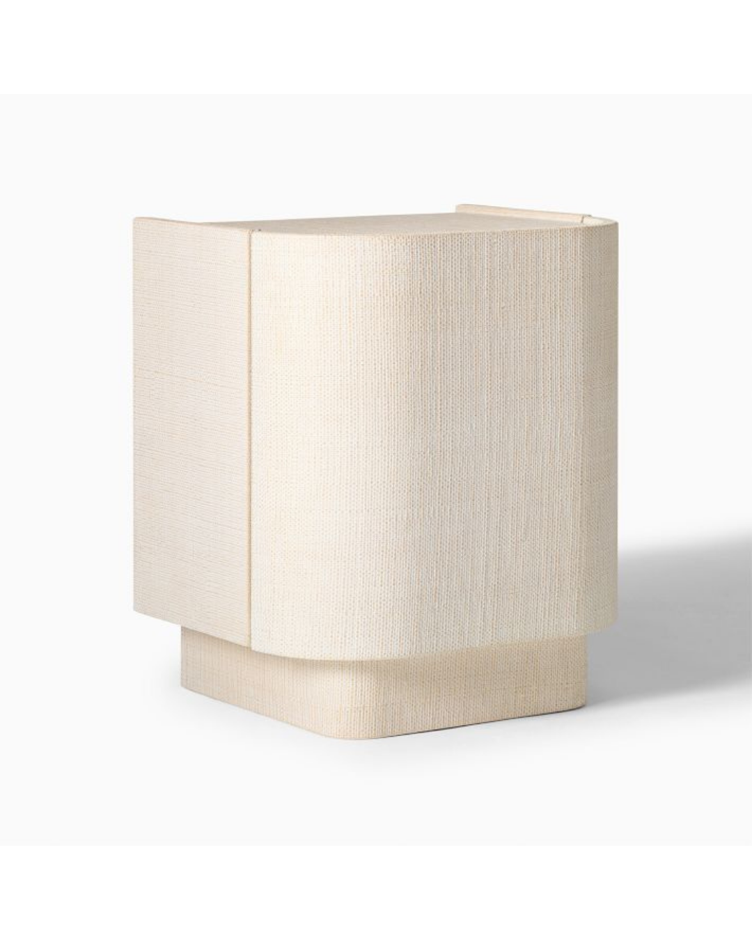 Serene Modern Curved Nightstand in Textured Ivory Wood
