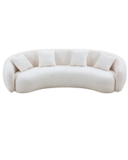 Modern Cream Curved Sofa – Channel Tufting & Sculptural Design