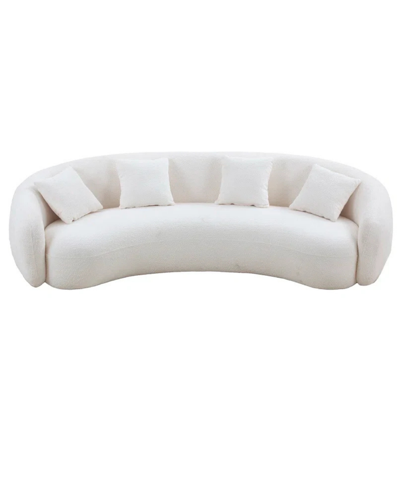 Modern Cream Curved Sofa channel tufting sculptural design – UAE