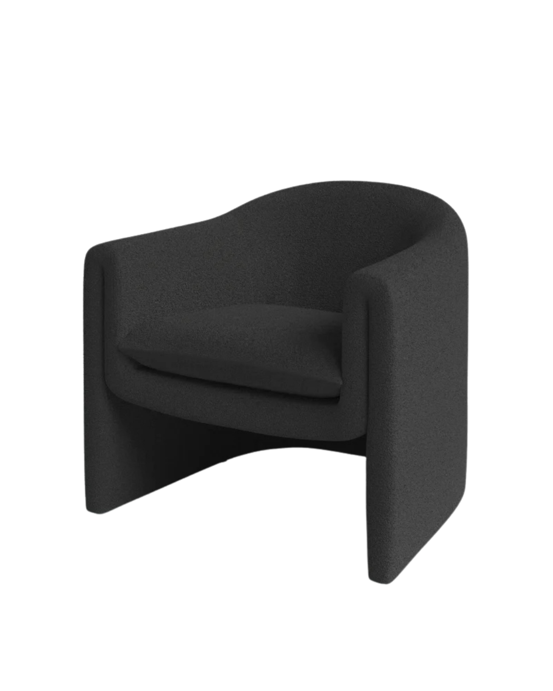 Modern Sculptural Accent Chair in Black Upholstery