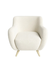 Modern White Bouclé Accent Chair with Tapered Legs