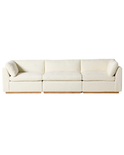 Modern Cream Modular Sofa – Plush Cushions & Wooden Base