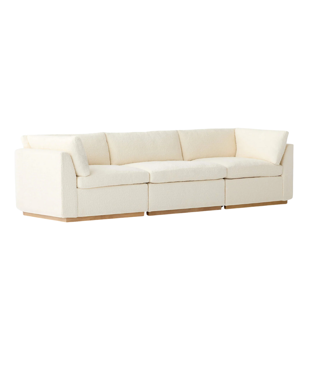 Modern Cream Modular Sofa – Plush Cushions & Wooden Base