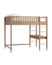 Fiaba Loft Bed — Solid Oak High Sleeper with Scallop Trim & Integrated Desk