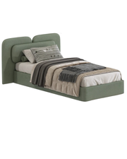 Fern Bed — Children’s Triple Arch Velvet Single Bed in Sage Green