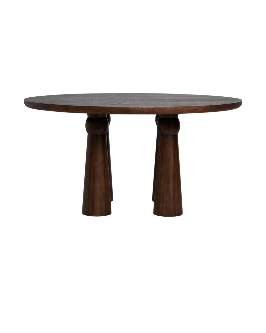 Sculptural Round Dining Table in Rich Dark Wood