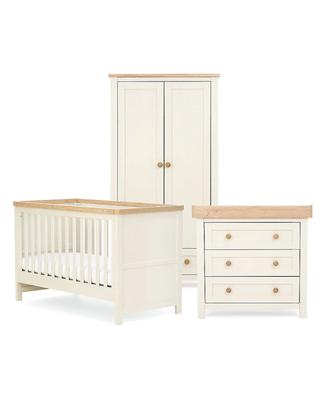 Luce Nursery Set — 3-Piece Cot, Changing Dresser & Wardrobe