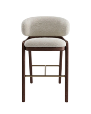 Ovale Bar Stool — Floating Oval Back Bouclé Stool with Dark Oak & Brass Footrest