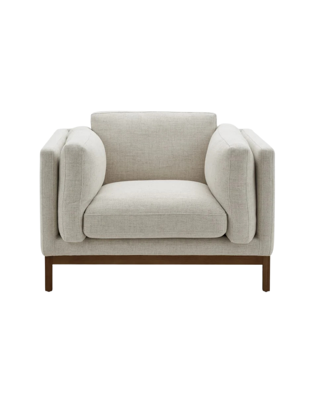 Contemporary Upholstered Armchair with Wooden Base