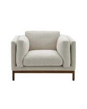 Contemporary Upholstered Armchair with Wooden Base