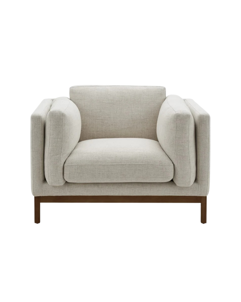 Contemporary Upholstered Armchair wooden base – living room UAE