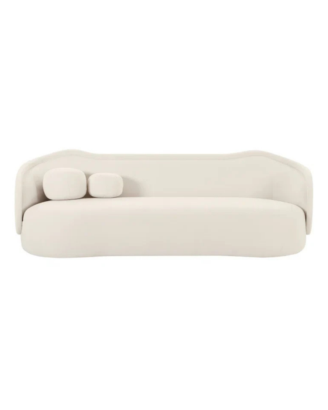 Modern Cream Curved Sofa – Sculptural Silhouette & Plush Cushions
