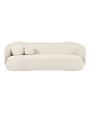 Modern Cream Curved Sofa – Sculptural Silhouette & Plush Cushions