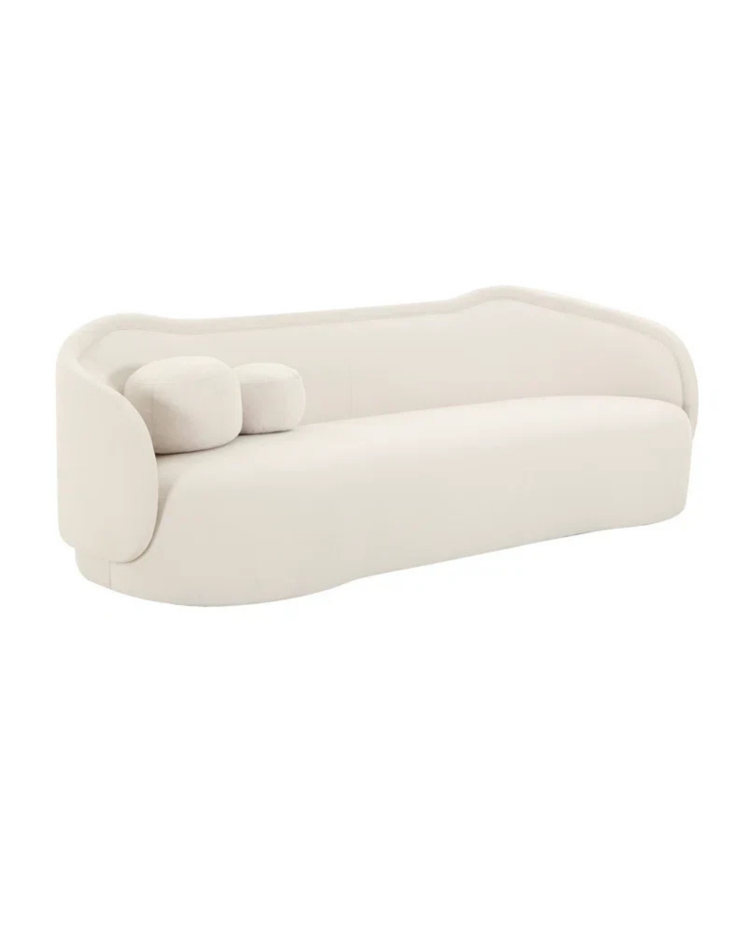 Modern Cream Curved Sofa – Sculptural Silhouette & Plush Cushions